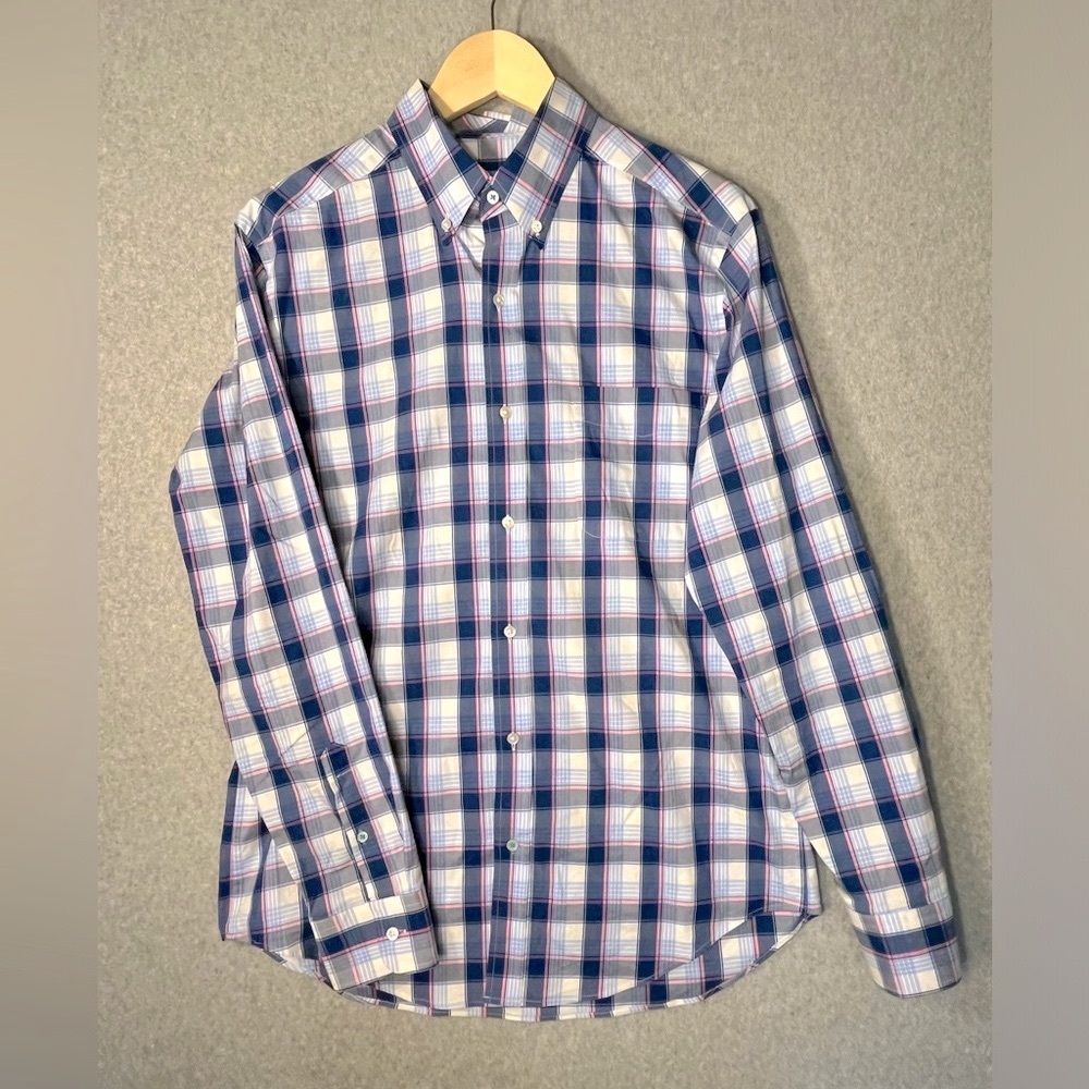 J. McLaughlin Mens Dress Shirt Plaid Button Down Stretch Small